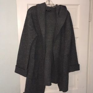 Dark grey hooded sweater coat XL